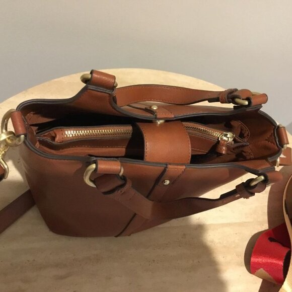 Juniper Bucket Bag in Cognac Faux Leather w/ 2 Detachable Crossbody Straps NWOT - Picture 8 of 8